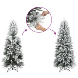 Kunstkerstboom met sneeuw smal 180 cm PVC en PE - AllerleiShop