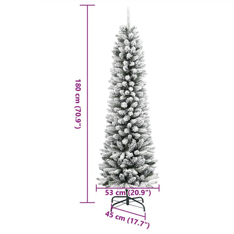 Kunstkerstboom met sneeuw smal 180 cm PVC en PE - AllerleiShop