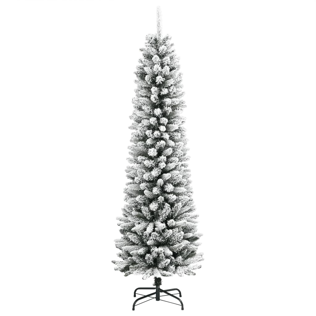 Kunstkerstboom met sneeuw smal 240 cm PVC en PE - AllerleiShop