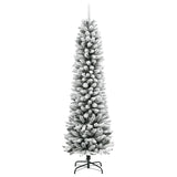 Kunstkerstboom met sneeuw smal 240 cm PVC en PE - AllerleiShop