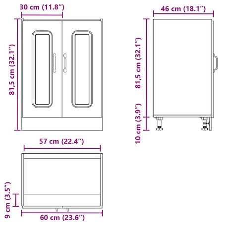 Spoelbakonderkast Kalmar 60x46x81,5 cm bewerkt hout wit - AllerleiShop