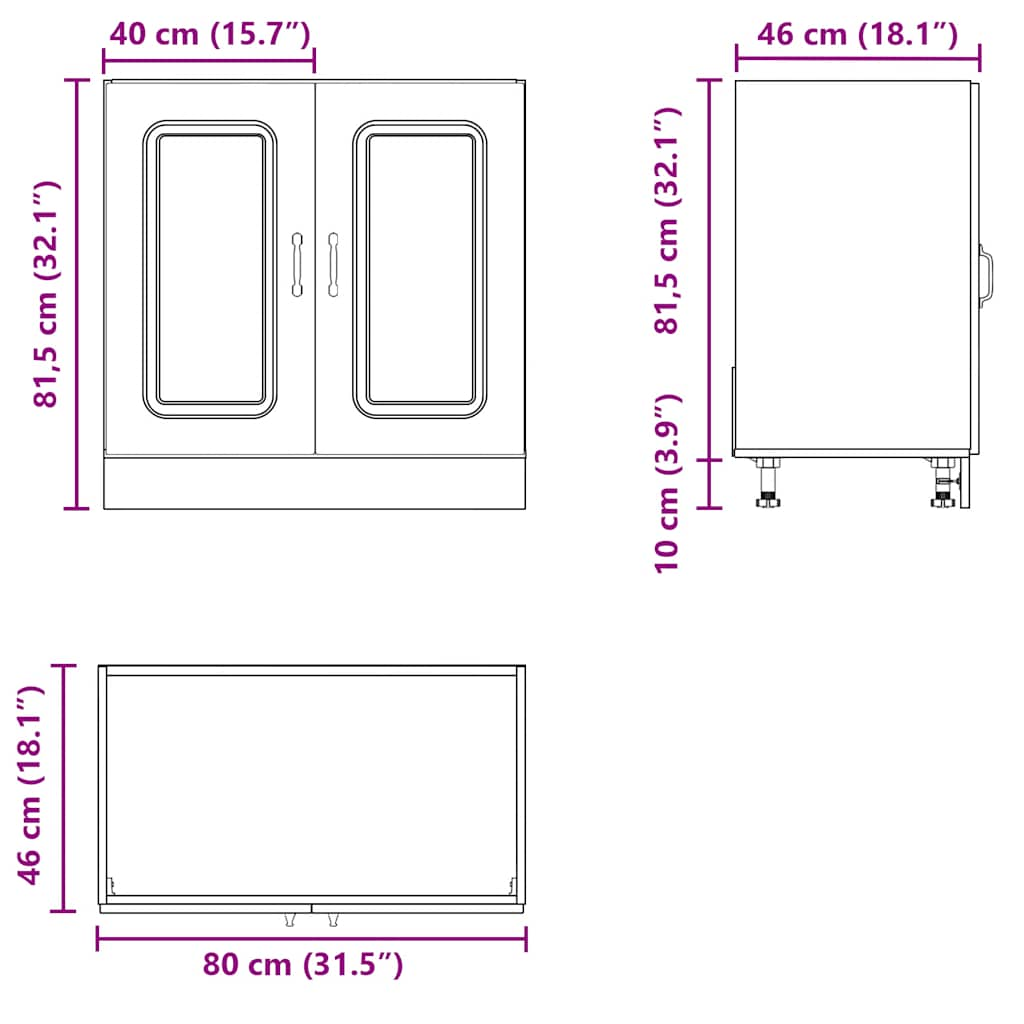 Spoelbakonderkast Kalmar 80x46x81,5 cm bewerkt hout wit - AllerleiShop