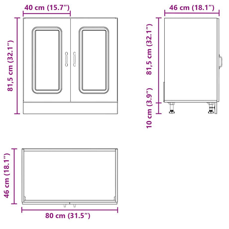 Spoelbakonderkast Kalmar 80x46x81,5 cm bewerkt hout wit - AllerleiShop