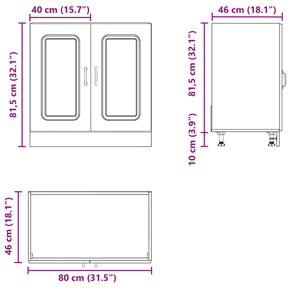 Spoelbakonderkast Kalmar 80x46x81,5 cm bewerkt hout betongrijs - AllerleiShop