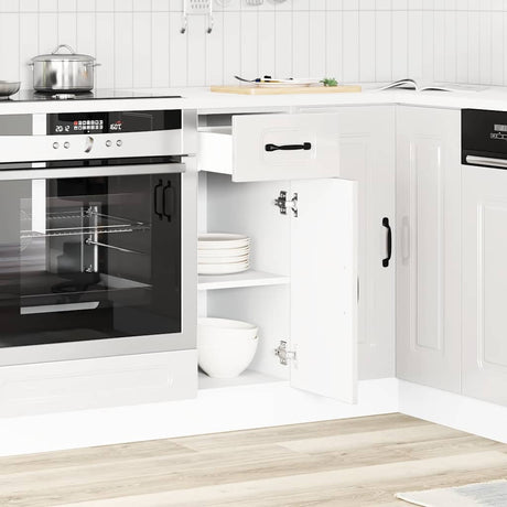 Keuken onderkast Kalmar bewerkt hout hoogglans wit - AllerleiShop