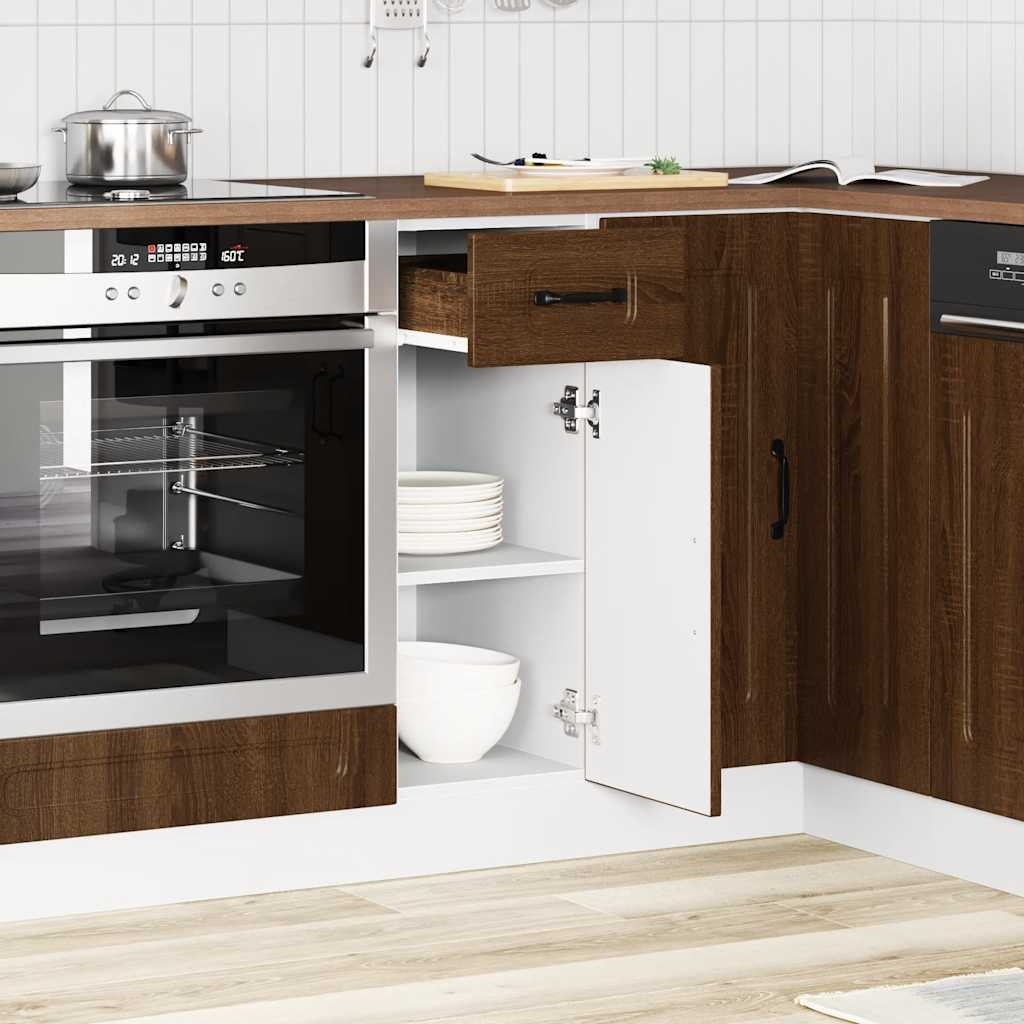 Keuken onderkast Kalmar bewerkt hout bruin eikenkleur - AllerleiShop