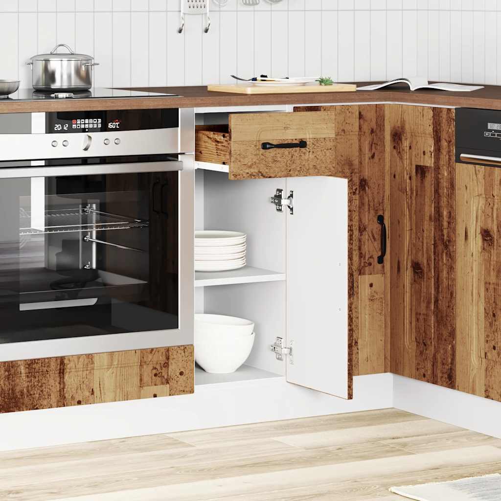 Keuken onderkast Kalmar bewerkt hout oud houtkleurig - AllerleiShop