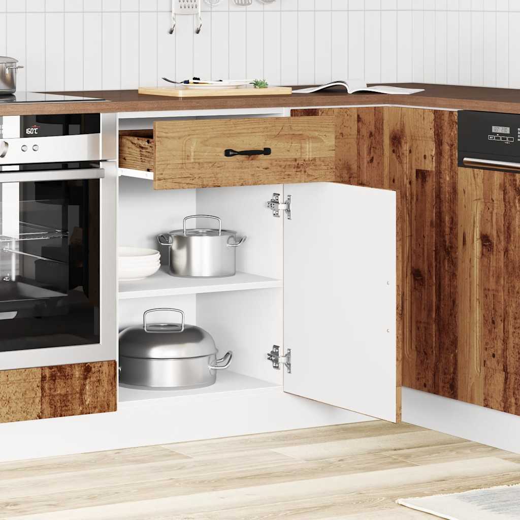 Keuken onderkast Kalmar bewerkt hout oud houtkleurig - AllerleiShop