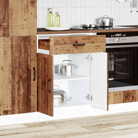 Keuken onderkast Kalmar bewerkt hout oud houtkleurig - AllerleiShop