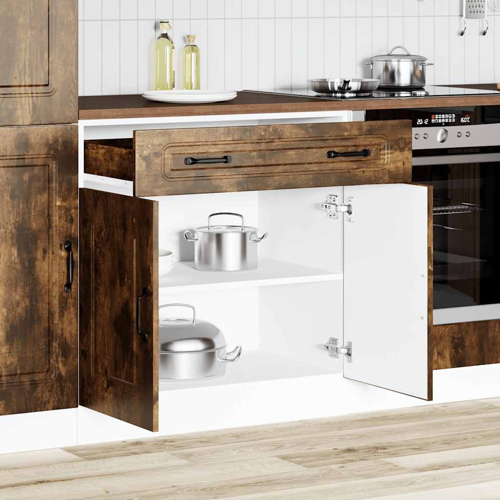 Keuken onderkast Kalmar bewerkt hout gerookt eikenkleurig - AllerleiShop