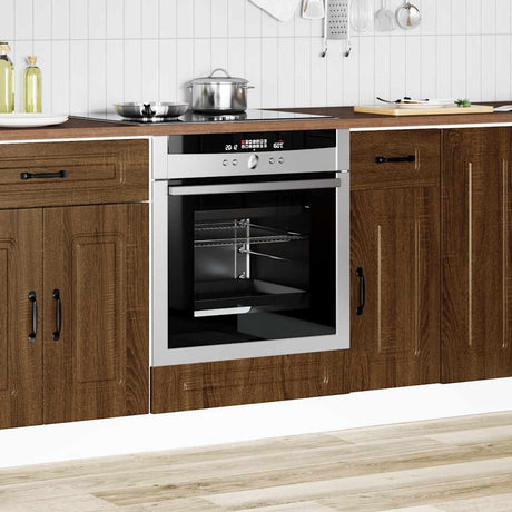 Ovenkast Kalmar bewerkt hout bruin eikenkleur - AllerleiShop