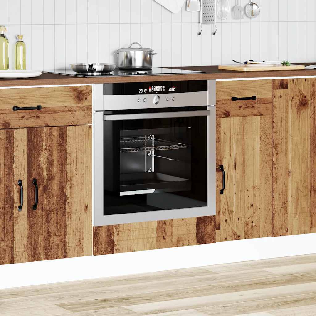 Ovenkast Kalmar bewerkt hout oud houtkleurig - AllerleiShop