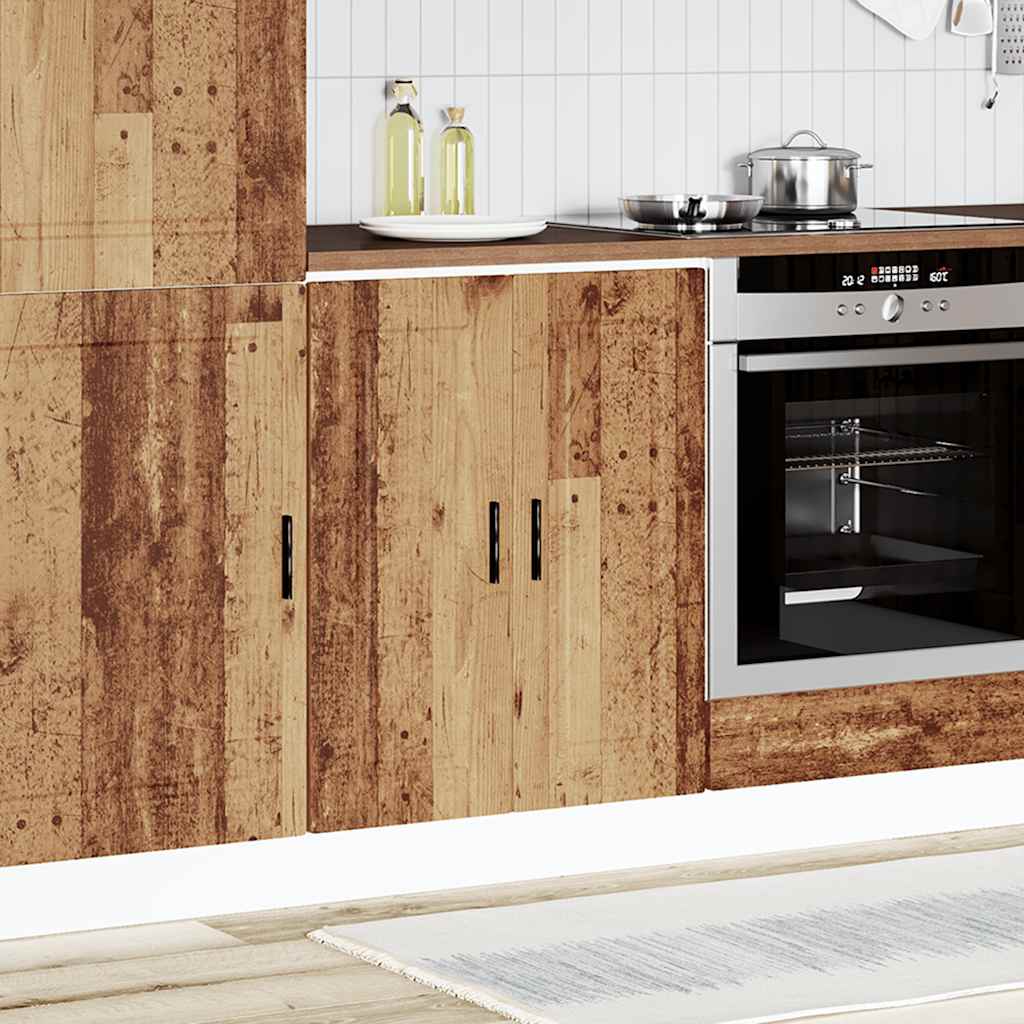 Keuken onderkast "Porto" bewerkt hout oud houtkleurig - AllerleiShop