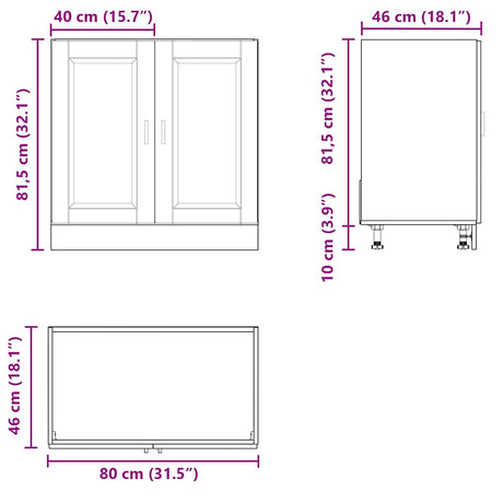 Spoelbakonderkast Porto 80x46x81,5 cm bewerkt hout wit - AllerleiShop