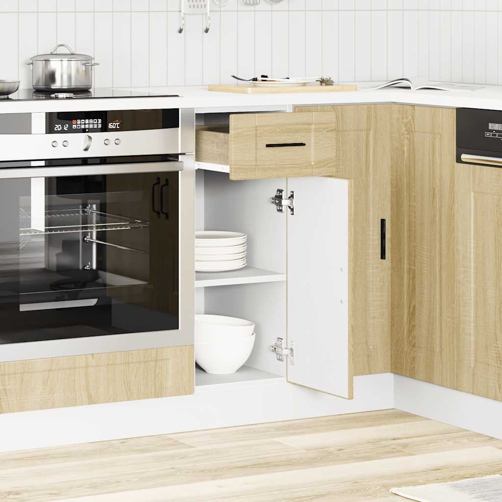 Keuken onderkast "Porto" bewerkt hout sonoma eikenkleurig - AllerleiShop