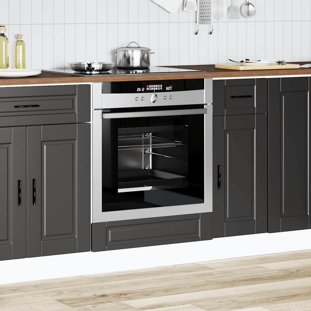 Ovenkast "Porto" bewerkt hout zwart - AllerleiShop