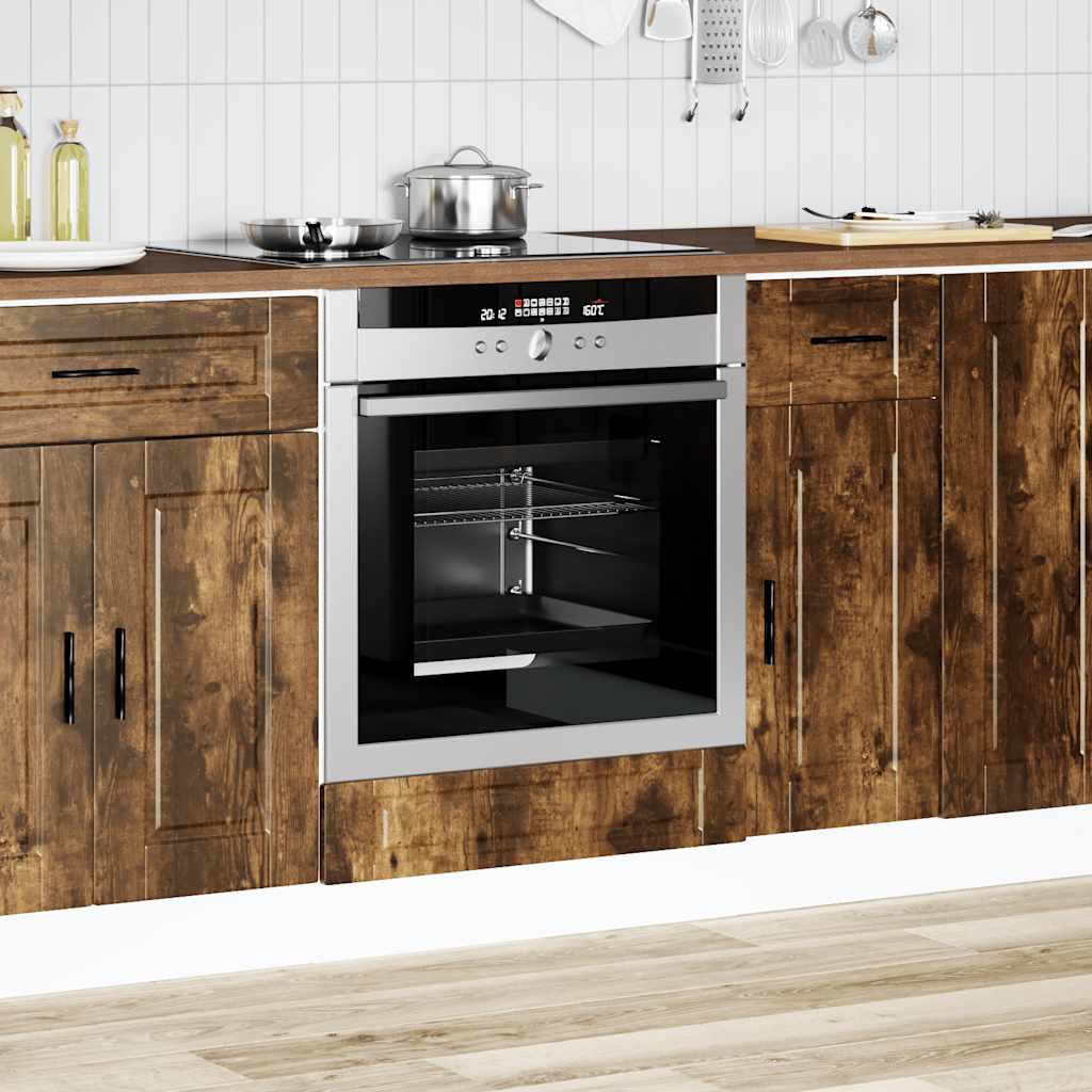 Ovenkast "Porto" bewerkt hout gerookt eikenkleurig - AllerleiShop