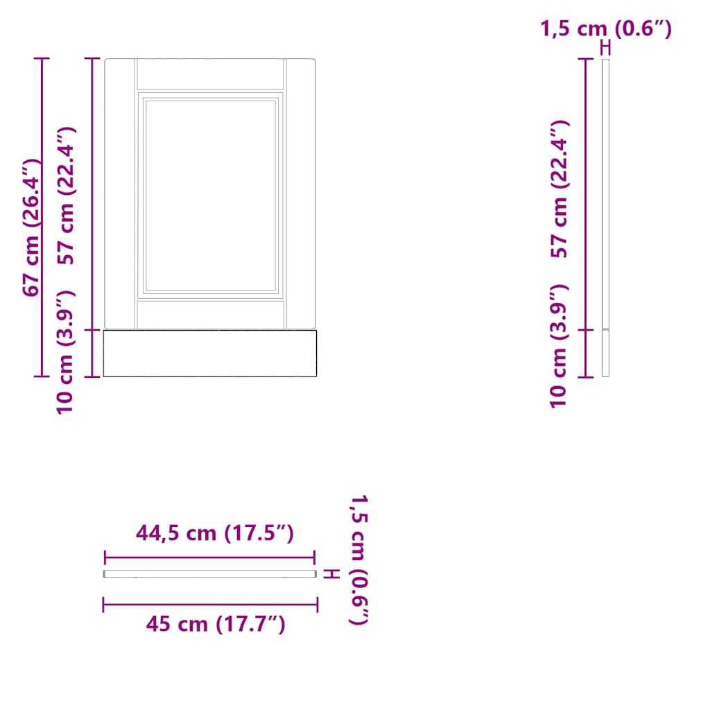 Vaatwaspaneel Porto 45x1,5x67 cm bewerkt hout wit - AllerleiShop