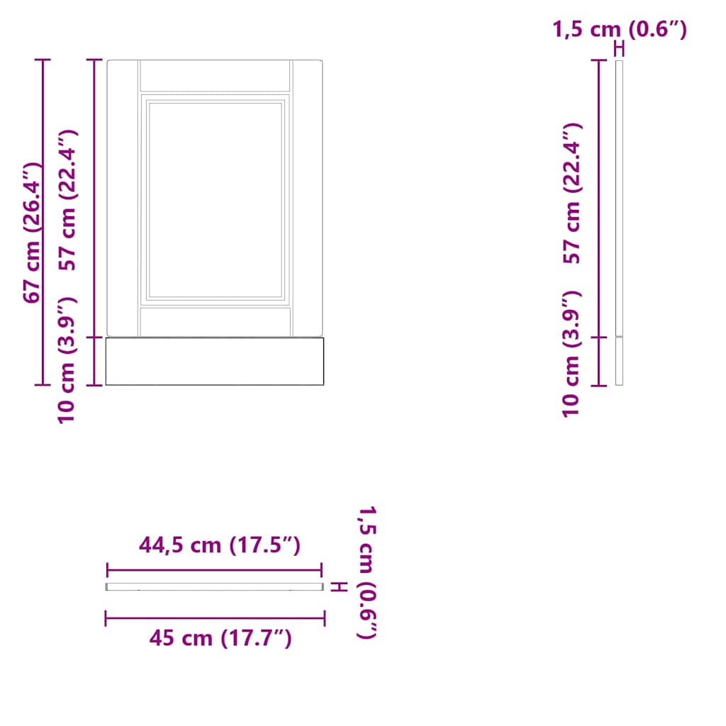 Vaatwaspaneel Porto 45x1,5x67 cm bewerkt hout betongrijs