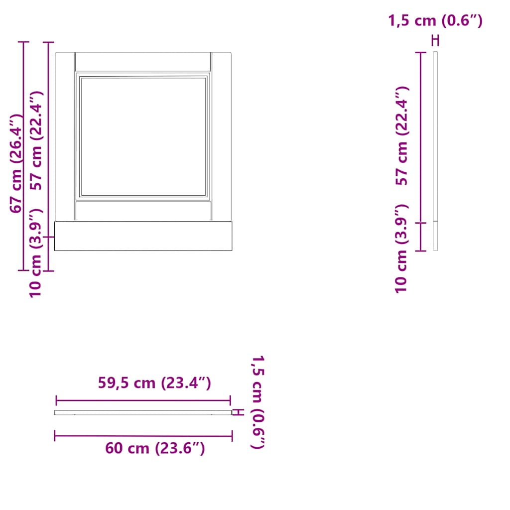 Vaatwaspaneel Porto 60x1,5x67 cm bewerkt hout wit - AllerleiShop