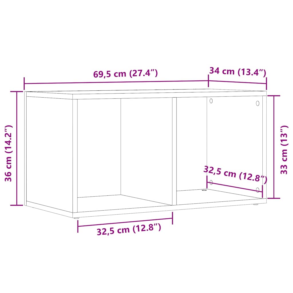 LP Opbergbox 69,5x34x36 cm bewerkt hout oud houtkleurig - AllerleiShop