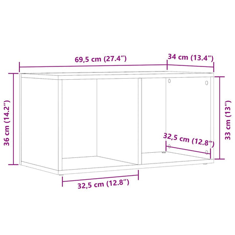 LP Opbergbox 69,5x34x36 cm bewerkt hout oud houtkleurig - AllerleiShop