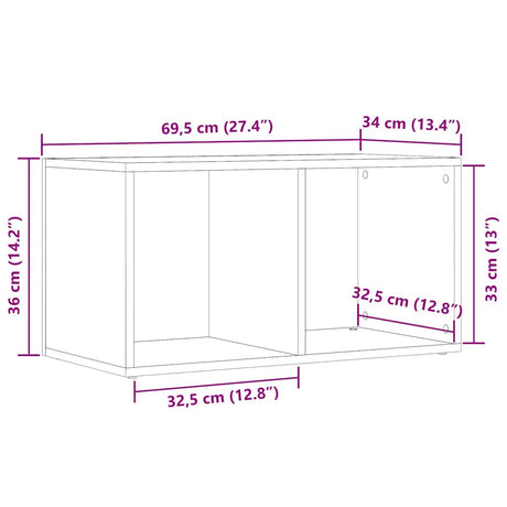 LP Opbergbox 69,5x34x36 cm bewerkt hout artisanaal eikenkleurig - AllerleiShop