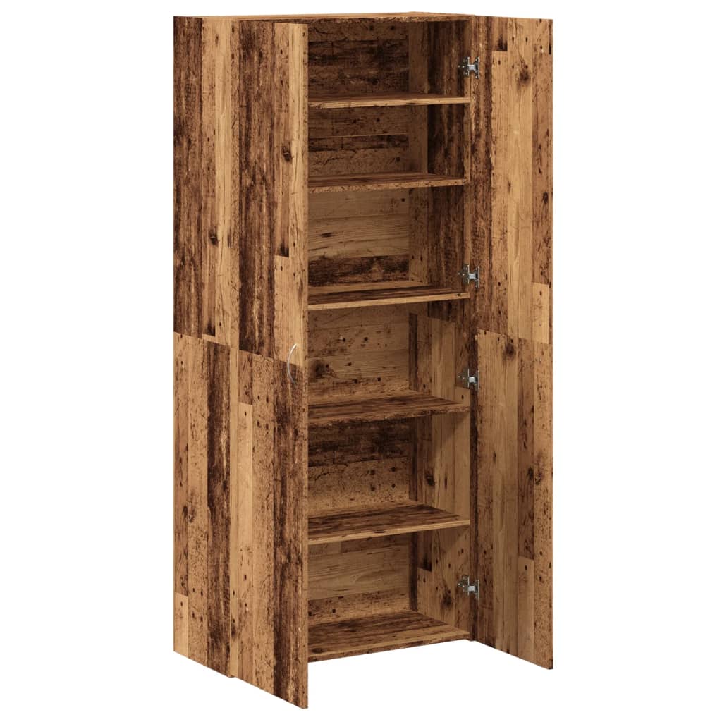 Schoenenkast 80x35,5x180 cm bewerkt hout oud houtkleurig - AllerleiShop