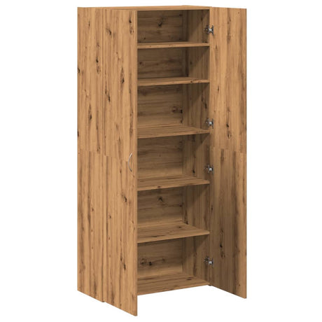 Schoenenkast 80x35,5x180 cm bewerkt hout artisanaal eikenkleur - AllerleiShop