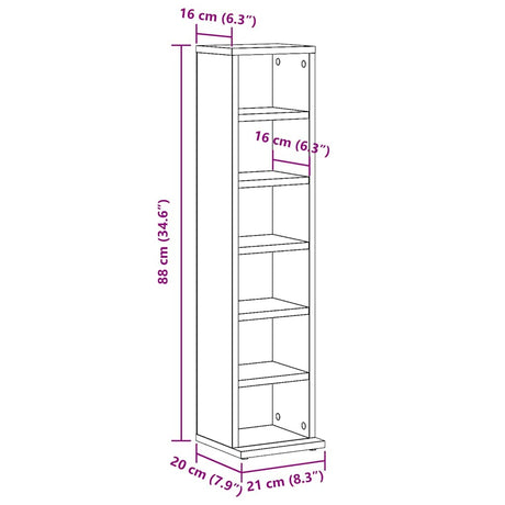 Cd-kast 21x20x88 cm bewerkt hout artisanaal eikenkleurig - AllerleiShop