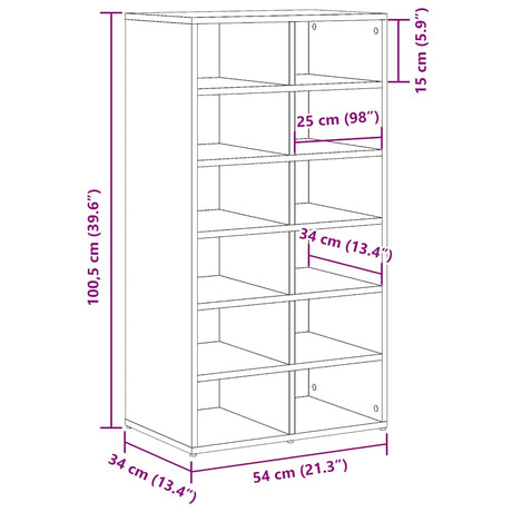 Schoenenrek 54x34x100,5 cm bewerkt hout oud houtkleurig - AllerleiShop