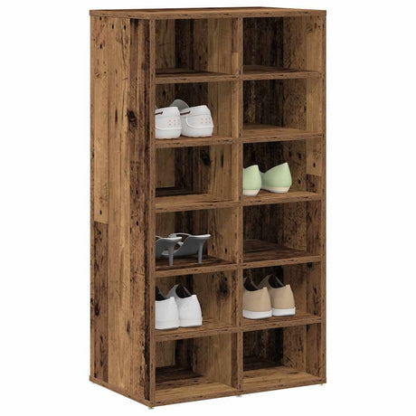 Schoenenrek 54x34x100,5 cm bewerkt hout oud houtkleurig - AllerleiShop