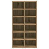 Schoenenrek 54x34x100,5 cm bewerkt hout artisanaal eikenkleur - AllerleiShop