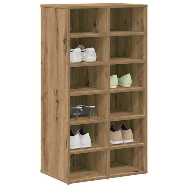 Schoenenrek 54x34x100,5 cm bewerkt hout artisanaal eikenkleur - AllerleiShop