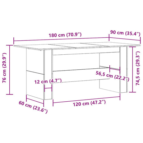 Eettafel 180x90x76 cm bewerkt hout artisanaal eikenkleur - AllerleiShop