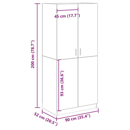 Kledingkast 90x52x200 cm bewerkt hout oud houtkleurig - AllerleiShop