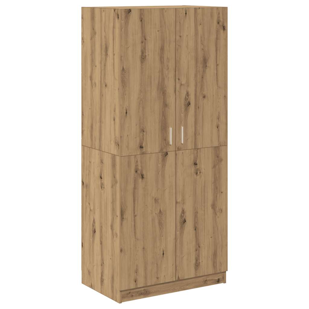 Kledingkast 90x52x200 cm bewerkt hout artisanaal eikenkleur - AllerleiShop