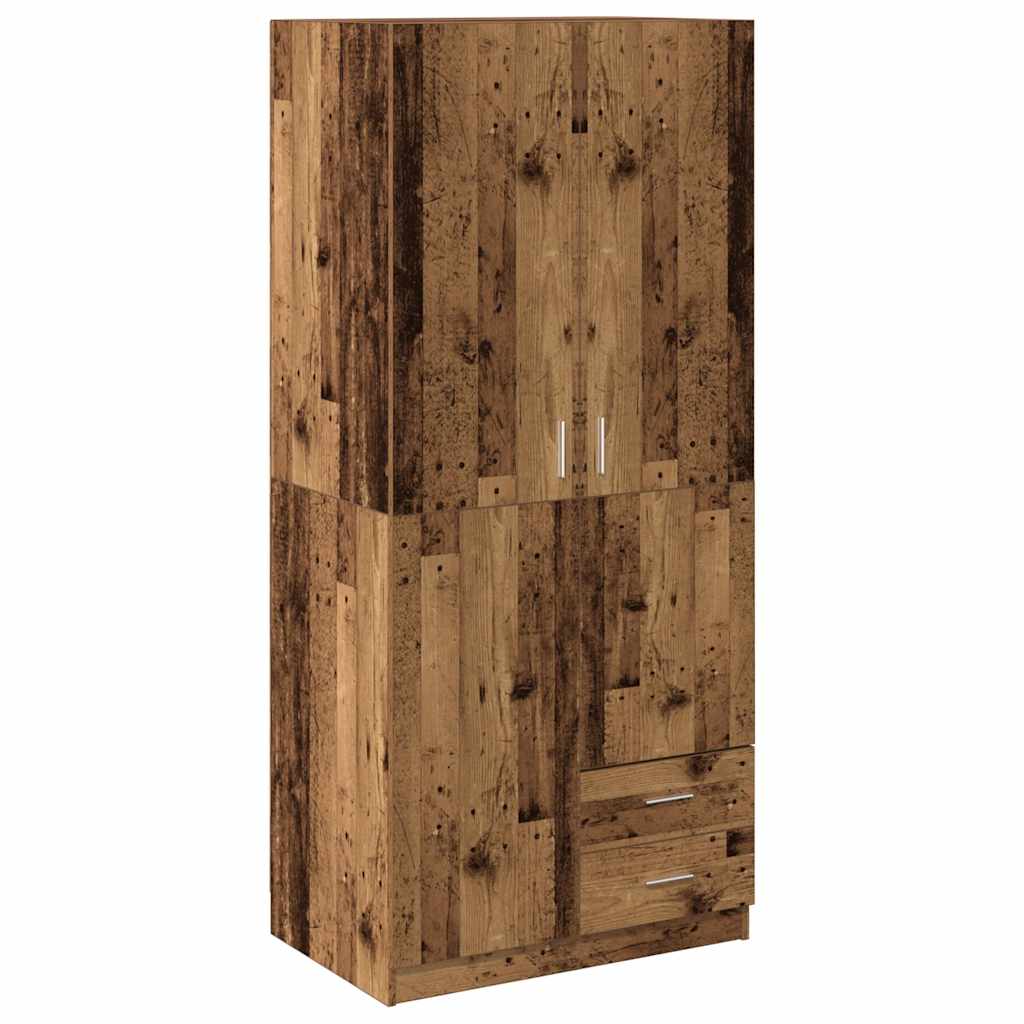 Kledingkast 80x52x180 cm bewerkt hout oud houtkleurig - AllerleiShop