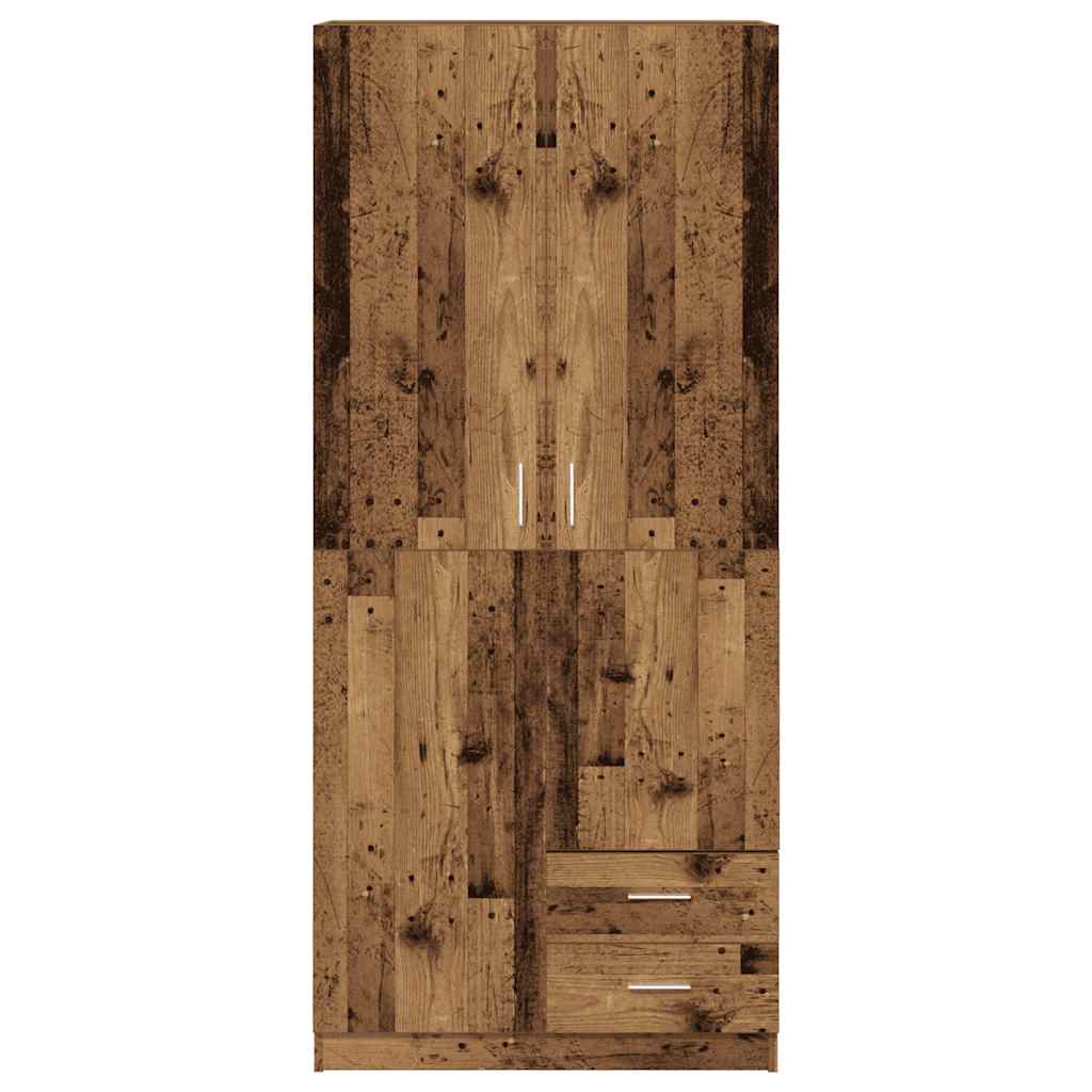 Kledingkast 80x52x180 cm bewerkt hout oud houtkleurig - AllerleiShop