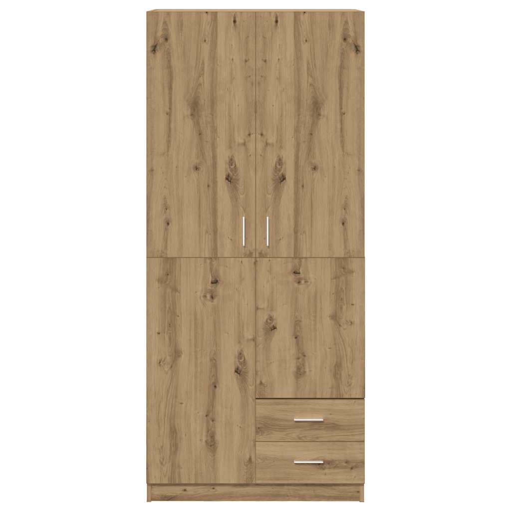 Kledingkast 80x52x180 cm bewerkt hout artisanaal eikenkleurig - AllerleiShop