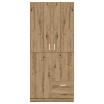 Kledingkast 80x52x180 cm bewerkt hout artisanaal eikenkleurig - AllerleiShop