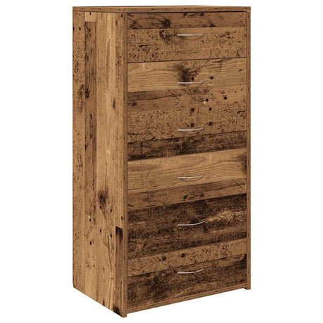 Dressoir met 6 lades 50x34x96 cm bewerkt hout oud houtkleurig - AllerleiShop