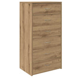 Dressoir met 6 lades 50x34x96 cm bewerkt hout artisanaal eiken - AllerleiShop