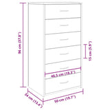 Dressoir met 6 lades 50x34x96 cm bewerkt hout artisanaal eiken - AllerleiShop