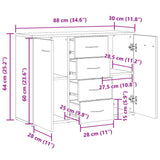 Dressoir 88x30x64 cm bewerkt hout artisanaal eikenkleur - AllerleiShop