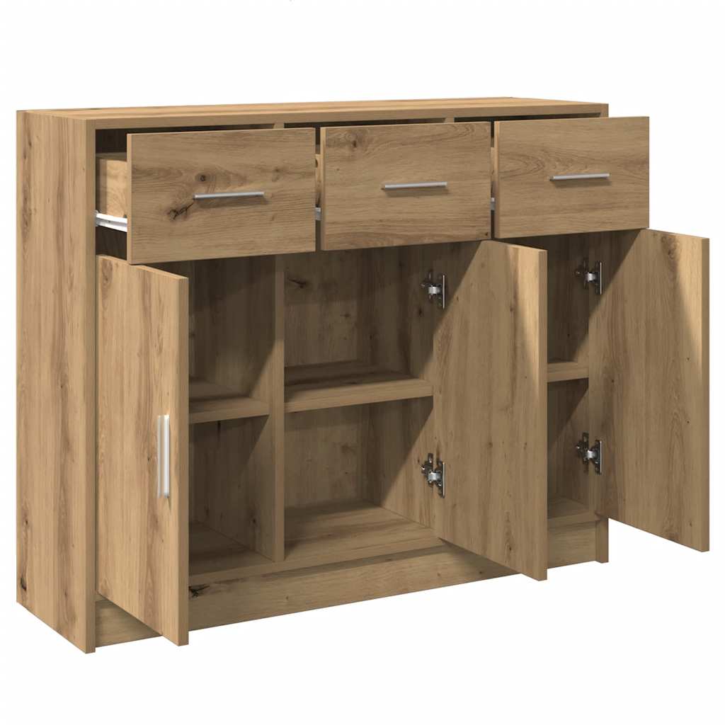 Dressoir 91x28x75 cm bewerkt hout artisanaal eikenkleur - AllerleiShop