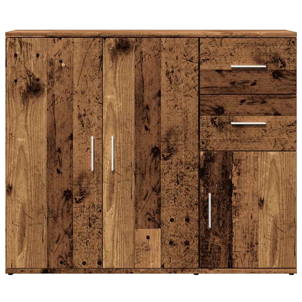 Dressoir 91x29,5x75 cm bewerkt hout oud houtkleurig - AllerleiShop