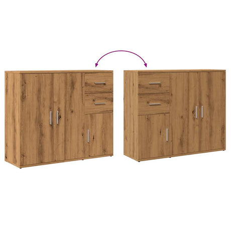 Dressoir 91x29,5x75 cm bewerkt hout artisanaal eikenkleurig - AllerleiShop