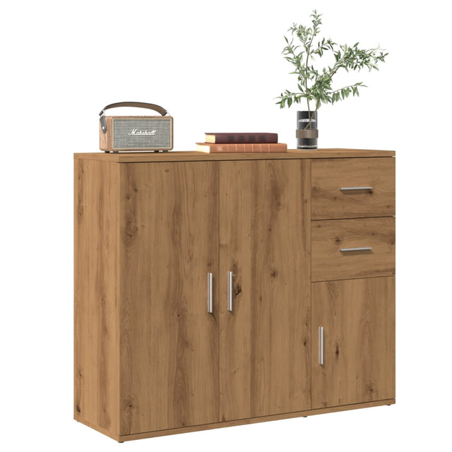 Dressoir 91x29,5x75 cm bewerkt hout artisanaal eikenkleurig - AllerleiShop