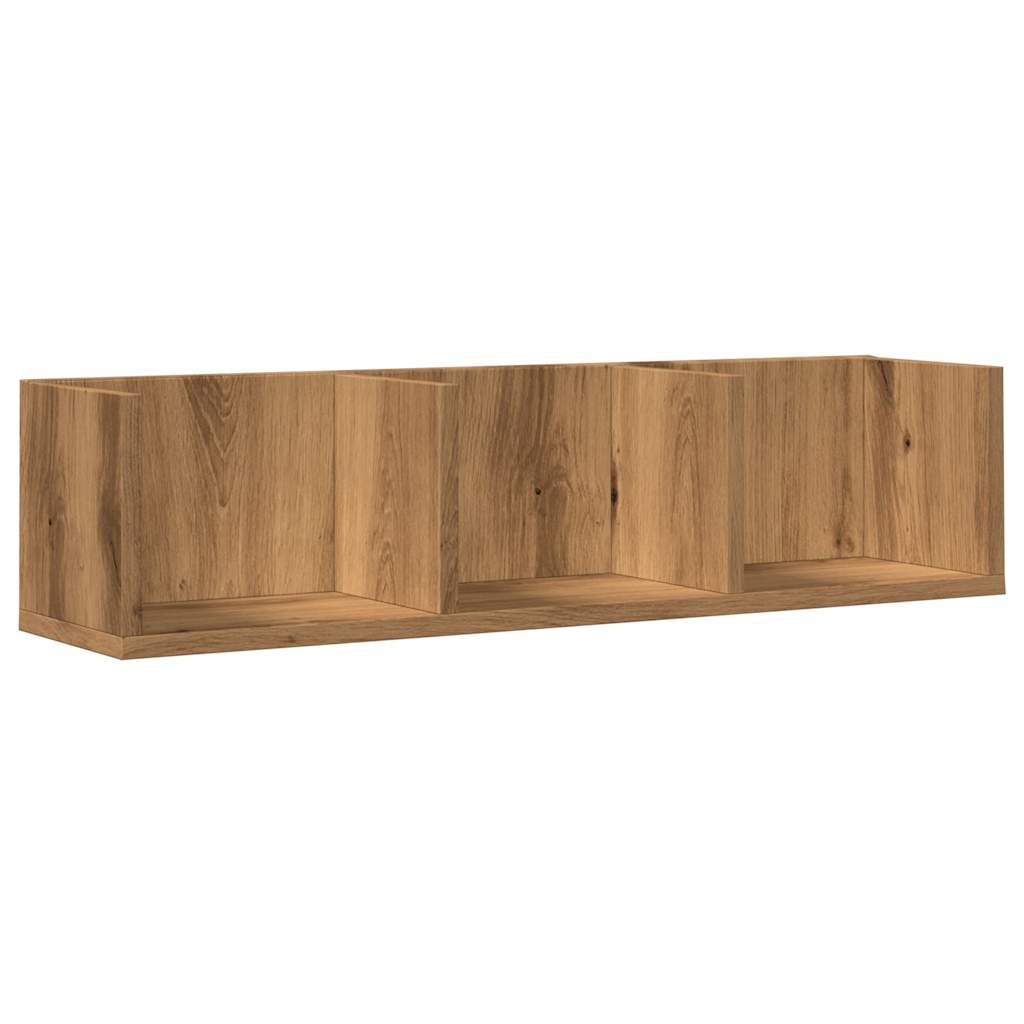 CD-wandschap 75x18x18 cm bewerkt hout artisanaal eikenkleurig - AllerleiShop